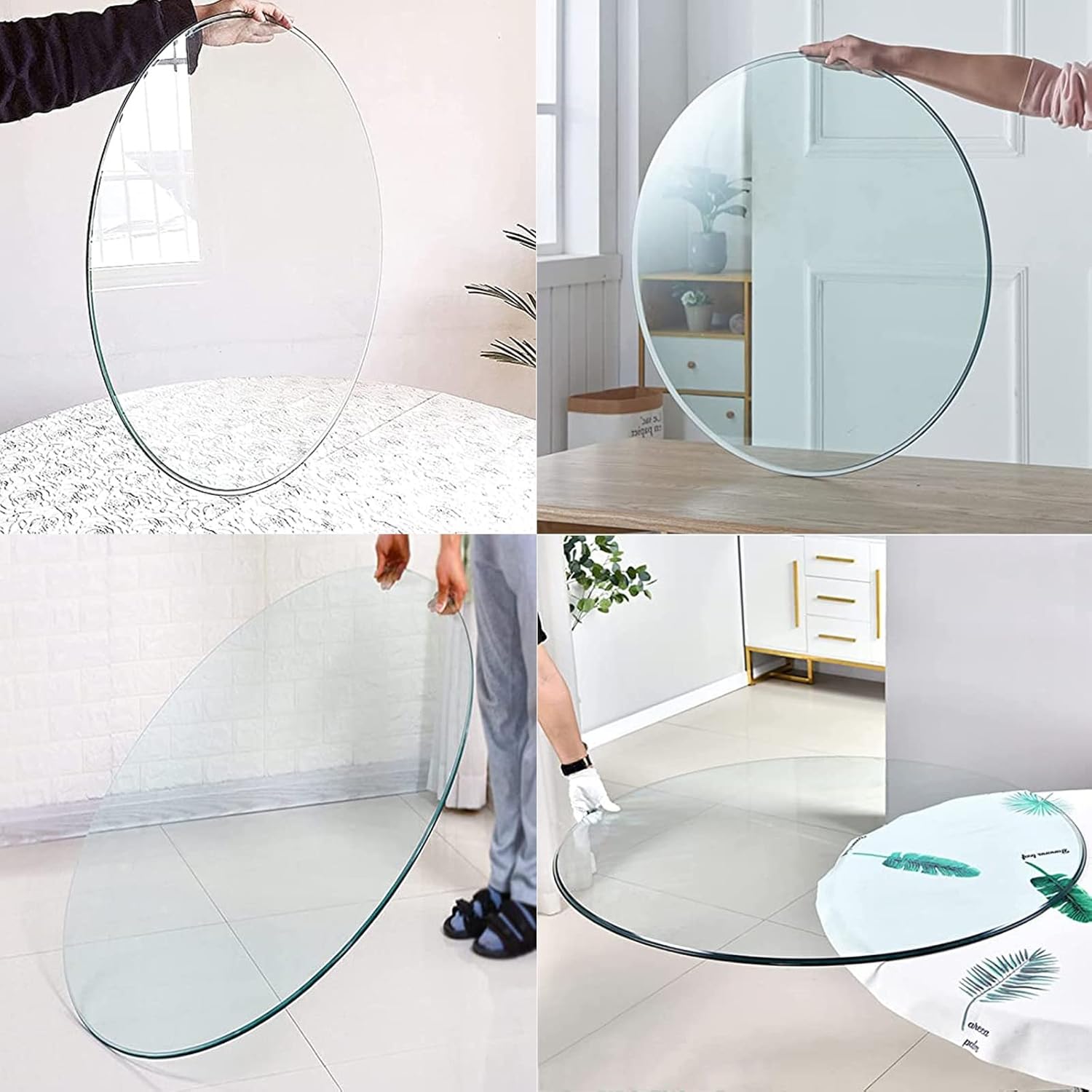 WORDFUN Tempered Glass Table Top, Round Glass Table Top Replacement, 7mm Thick Tempered Polished Edge, High Load-Bearing Capacity, Tempered Glass Top for Outdoor Patio Table