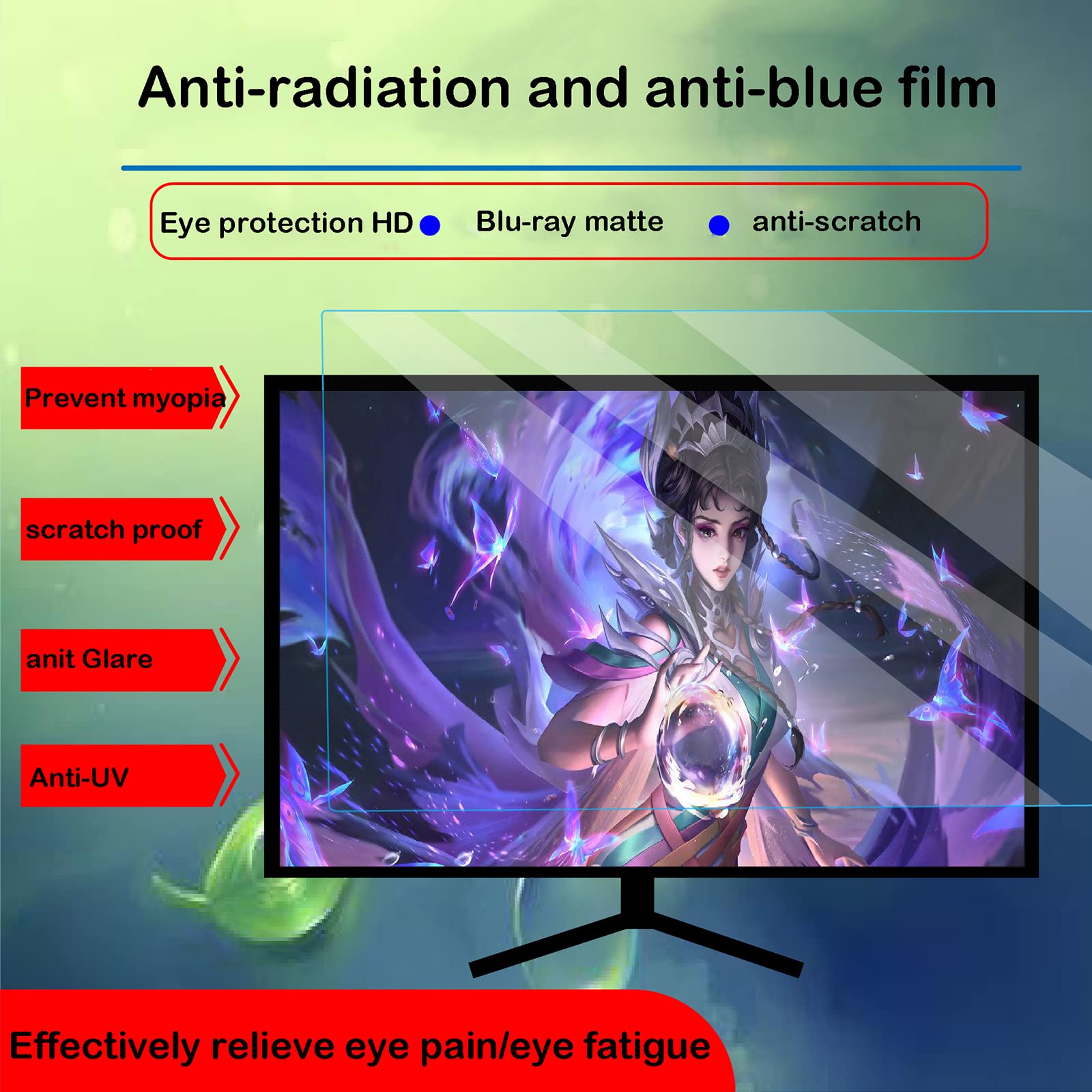 Pellicola Antiriflesso Opaca per TV HD 50-55 Pollici Anti Luce Blu AntiGraffio per LCD LED OLED QLED 4K HDTV 1211x682mm