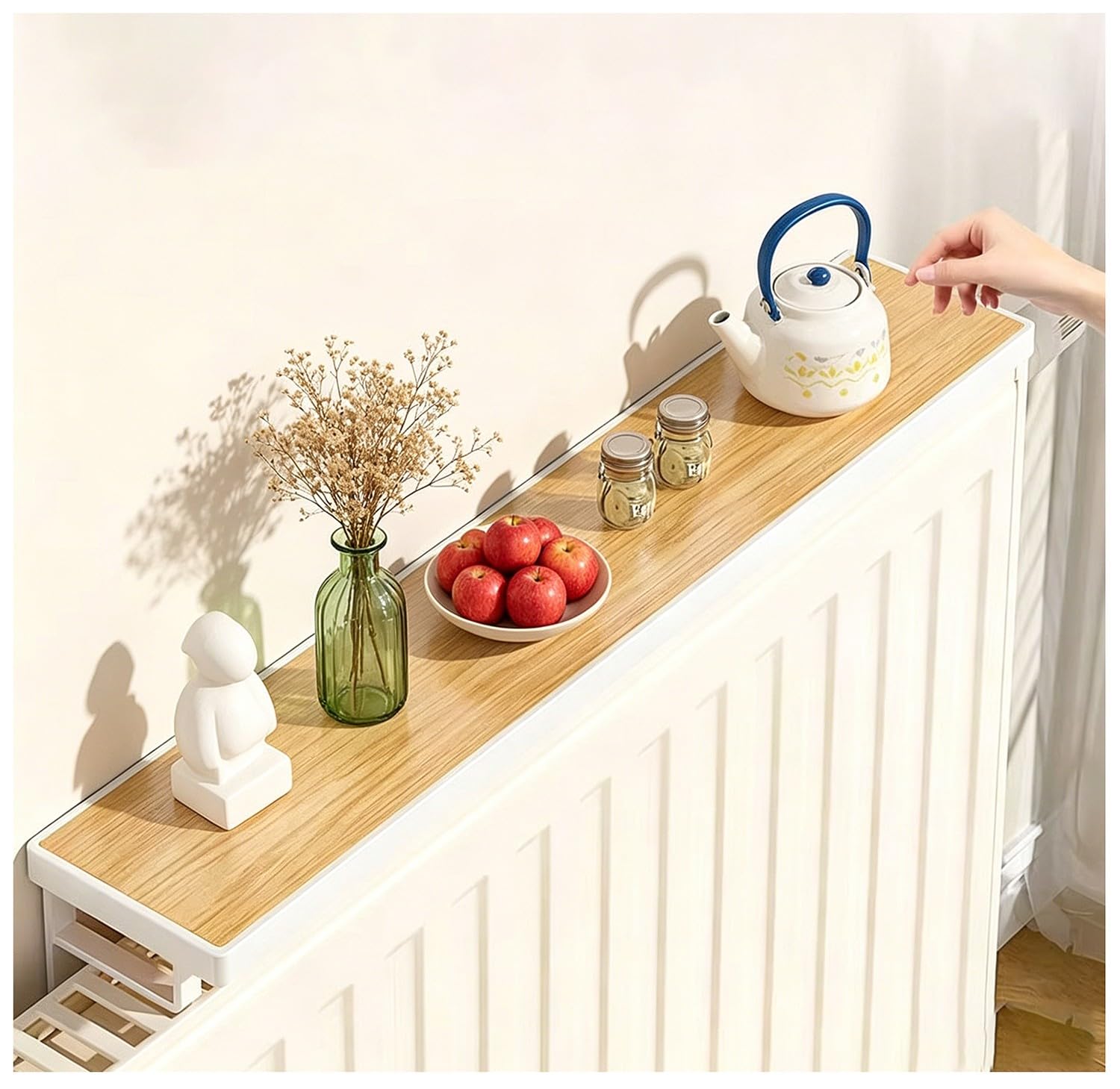 Mensola sopra Termosifone Galleggiante in Legno, Mensola Copritermosifone 40/50/60Cm Copertura per Termosifoni, Ripiano Portaoggetti per Termosifoni A,50cm