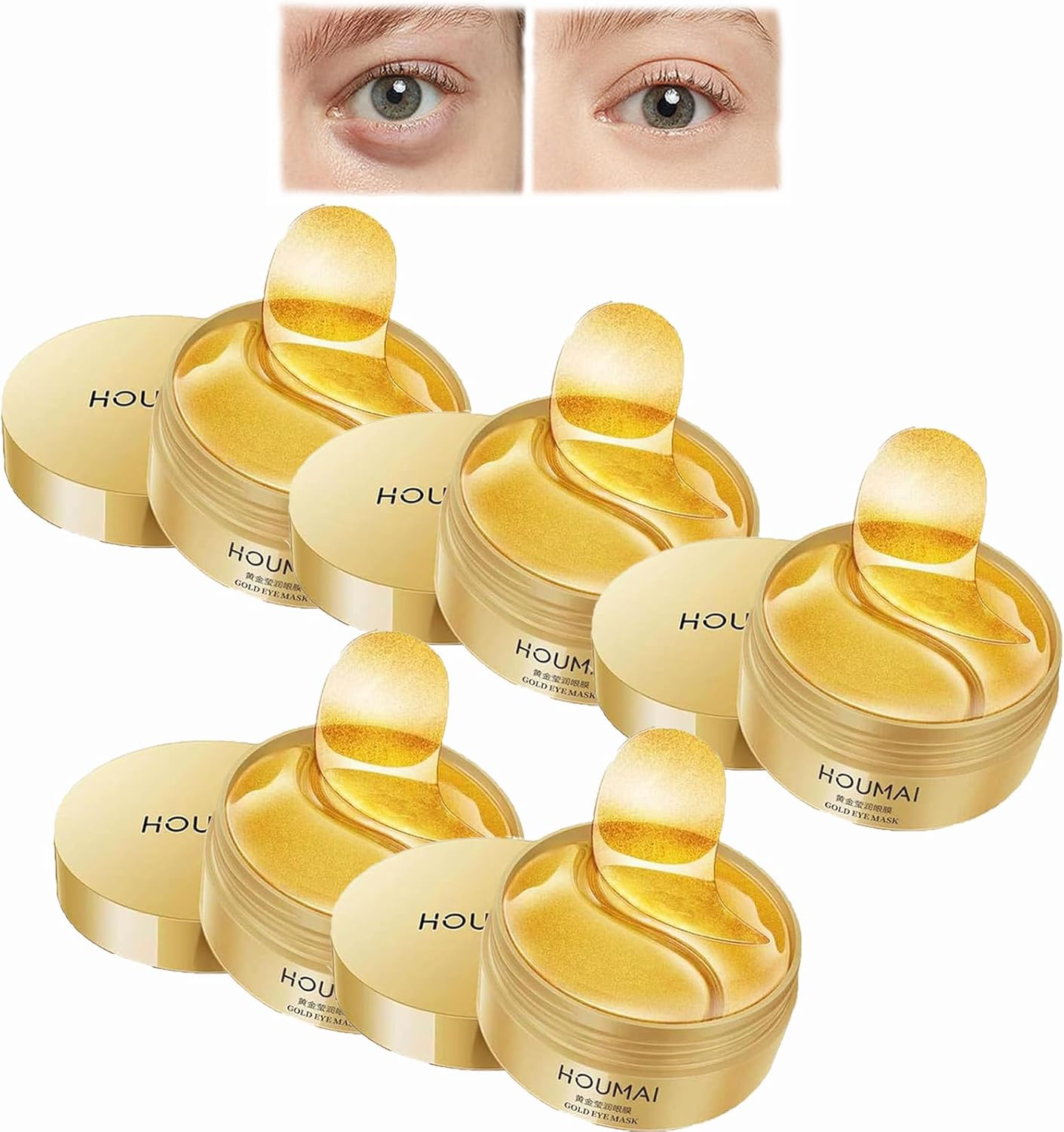 Houmai Gold Eye Mask, Houmai 24k Gold Essence Moisture Set, Eye Skin Care Pads With Collagen, Gold Moisturizing Radiant Eye Mask, For Fine Lines, Wrinkles, Moisturizing Hydrating & Puffy Eyes (5PCS) Houmai Gold Eye Mask, Houmai 24k Gold Essence Moisture Set, Eye Skin Care Pads With Collagen, Gold Moisturizing Radiant Eye Mask, For Fine Lines, Wrinkles, Moisturizing Hydrating & Puffy Eyes (5PCS)