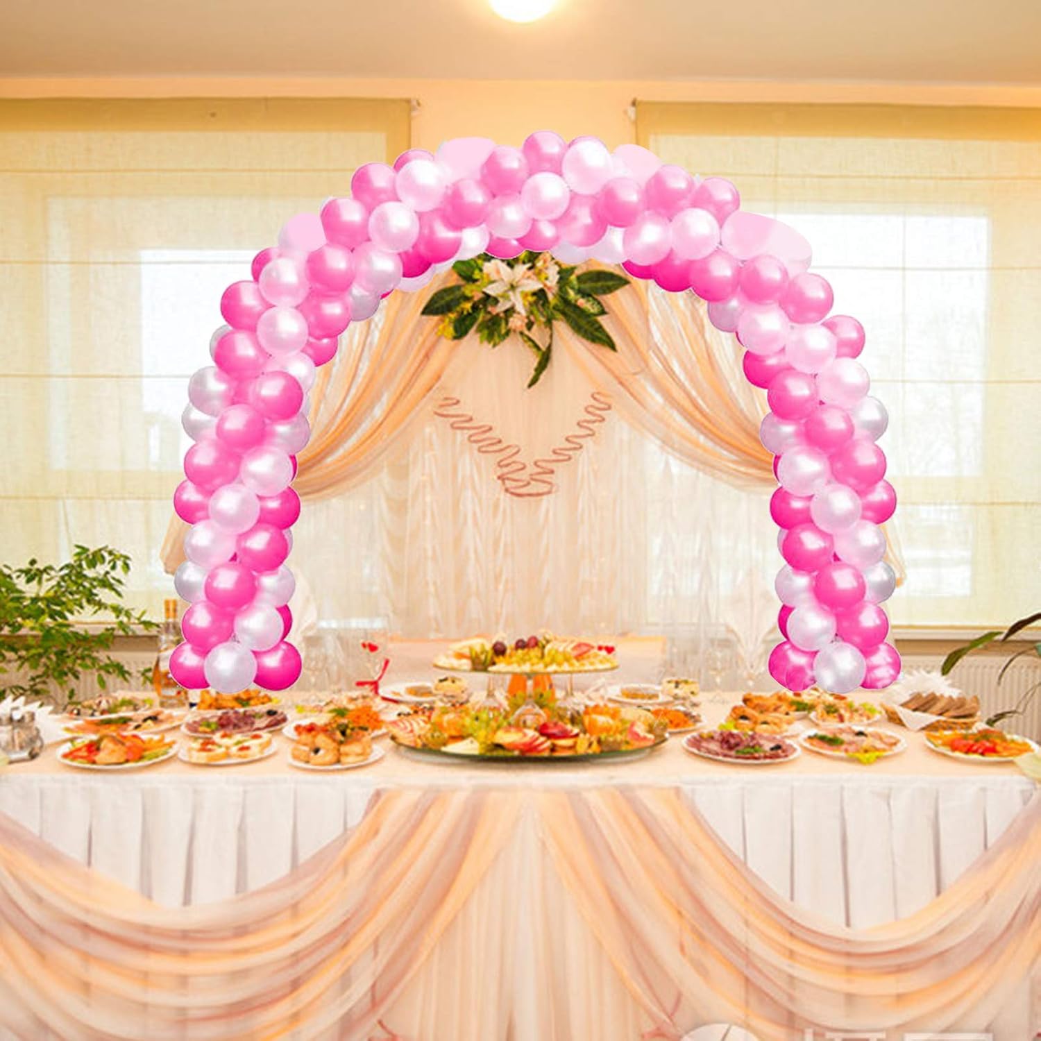 Hicdaw 80Pcs Floor Balloon Arch Kit With Base 9FT Tall & 10FT Wide Balloon Arch Stand with Water Base Balloon Clips Dot Glue Knotter for Wedding Party Supplies Birthday Decorations
