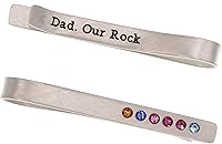 Vista 4 de Personalized Tie Bar Tie Clip with Birthstones Father's Day For Gift for Dad or Grandpa Sterling Silver