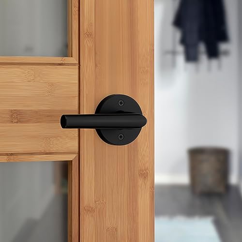 Miniatura 10 de Kwikset Milan - Manija de puerta de paso interior, palanca para puertas de armario y pasillo, manija reversible sin bloqueo, níquel satinado