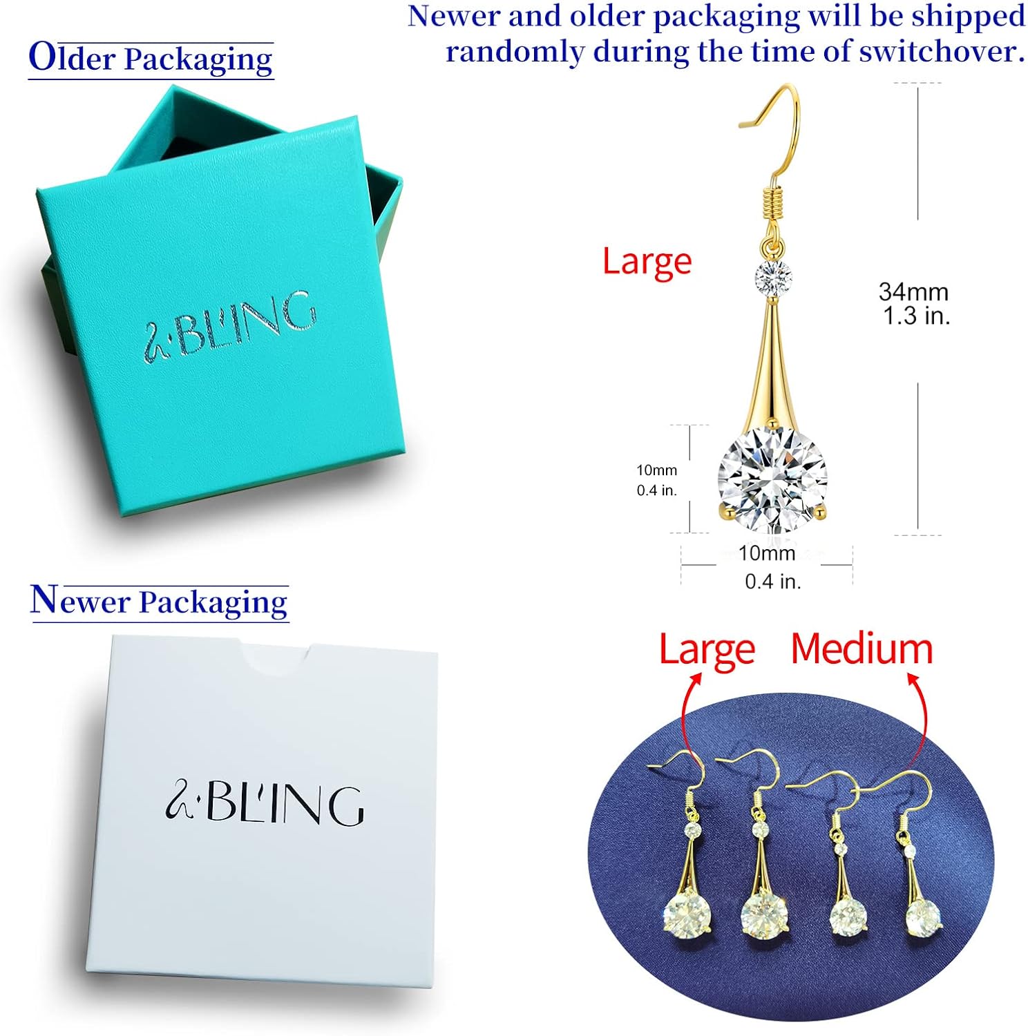 SBLING Cubic Zirconia Teardrop Earrings, Diamond Drop Earrings, Wedding Earrings for Brides Bridesmaids, Bridal Dangle Earrings, Crystal Drop earrings for Women Jewelry Gifts