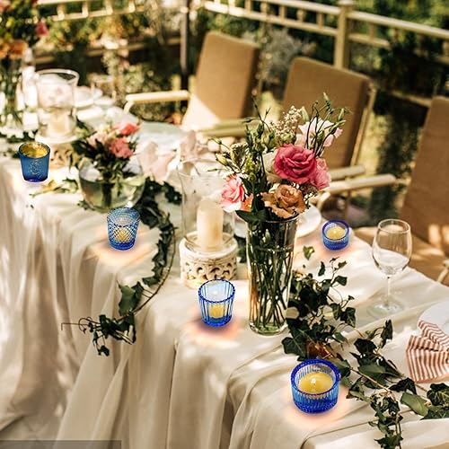 Miniatura 6 de Clonynix Juego de 5 portavelas de cristal, velas de té y votivas para bodas, votivas de vidrio transparente, centro de mesa de velas de mesa,