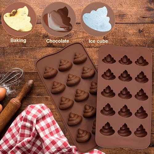 Miniatura 6 de 2 moldes de silicona para excrementos, moldes divertidos de silicona para hacer excrementos de chocolate, pasteles, dulces, pudín, fondant, molde