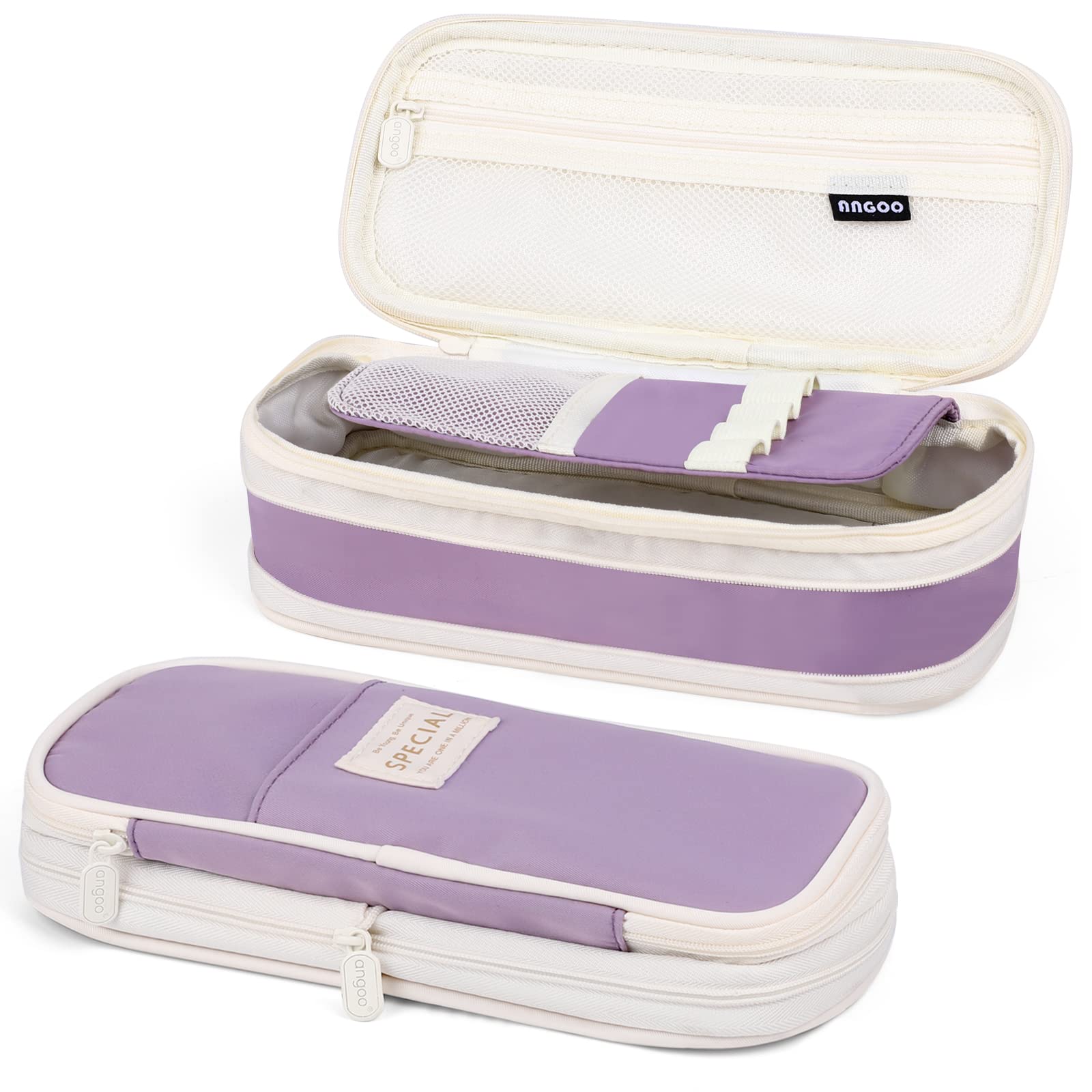 Mamowla Estuche Escolar de Grande Capacidad Expandible, Estuches Lápices Multifuncional con Cremallera, Portable Lapicero para Niña, Niños, Adolescentes, Estudiantes(Morado)