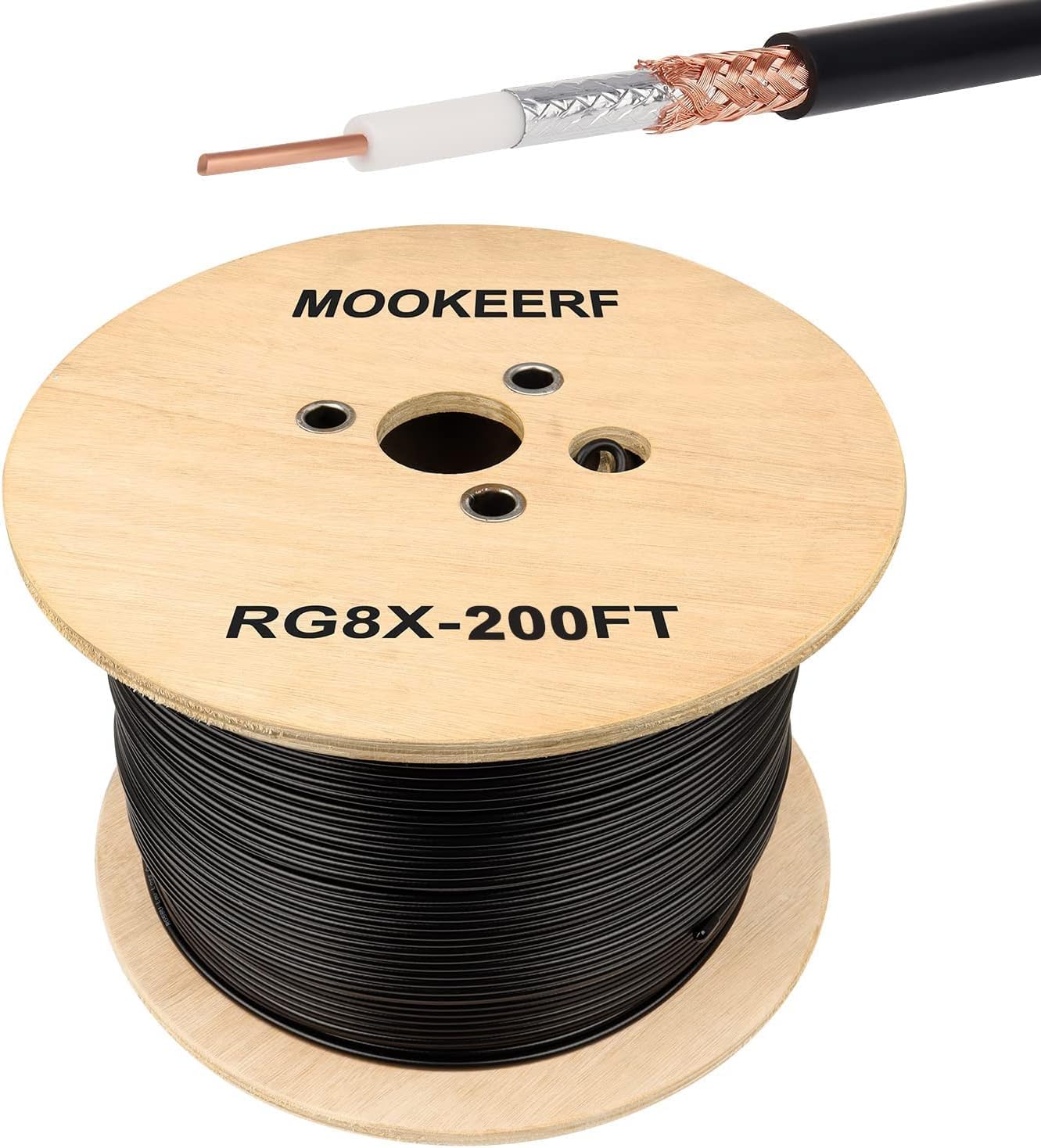 RG8X Coaxial Cable 200ft,Low Loss 50 ohm RG 8X Cable 200 Feet,Black