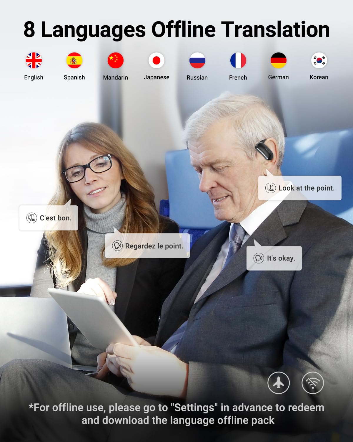 Translation Earbuds Real Time, Translator Earbuds with 144 Languages, Language Translator Earbuds No Monthly Fee - Image 4