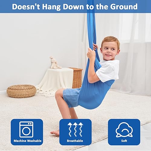 Miniatura 3 de Columpio sensorial, columpio de terapia para niños con necesidades especiales (herramientas incluidas), columpio de hamaca, ayuda para TDAH,