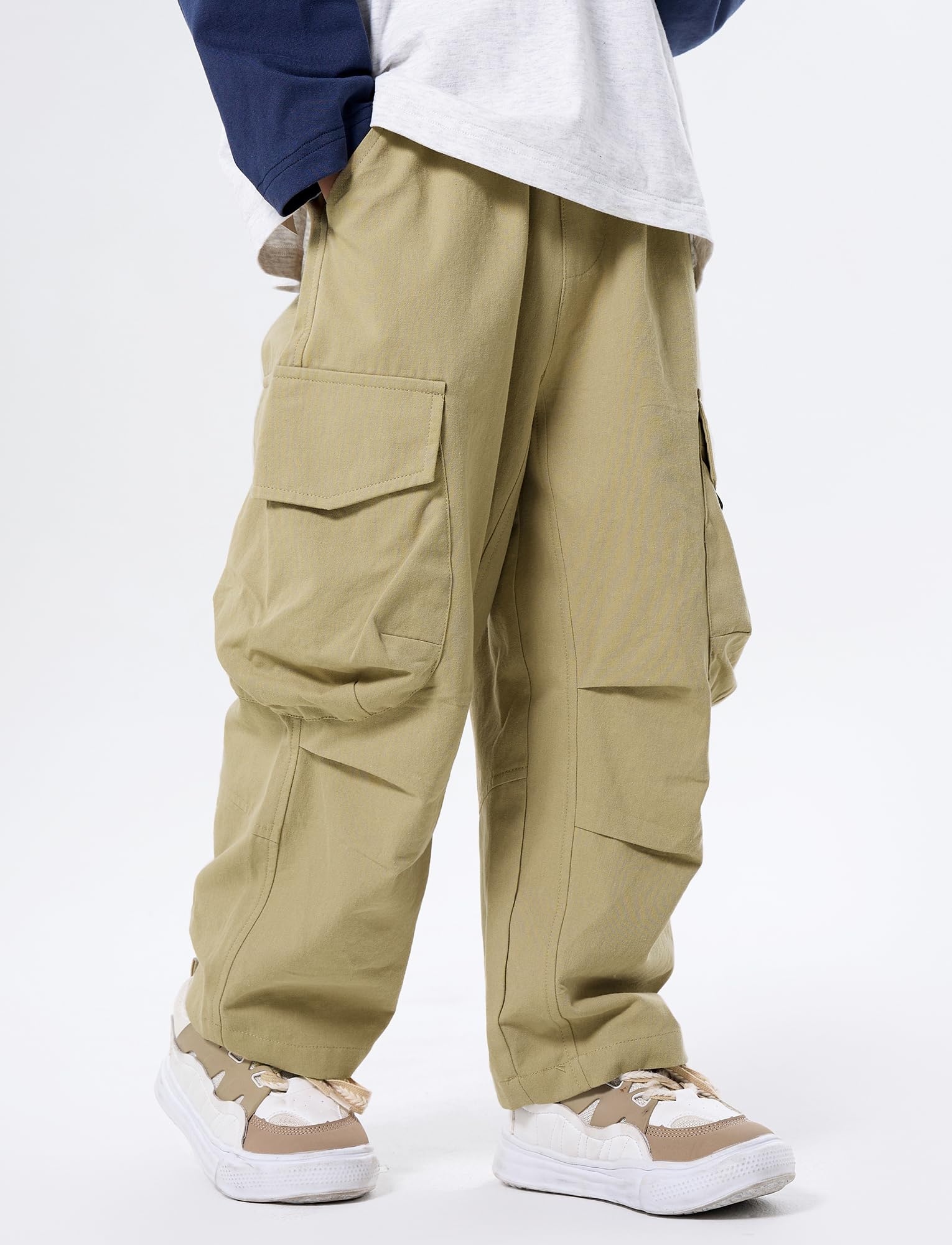 SEAUR Chłopięce spodnie cargo dziecięce workowate spodnie Y2K Hip Hop Streetwear luźne spodnie dresowe elastyczny pas dla 5-15 lat