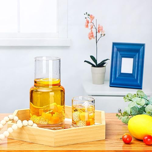 Miniatura 5 de Jarra de agua de noche dispensador de enjuague bucal transparente para mesita de noche con tapa jarra de agua con vaso botella de vidrio dispensador