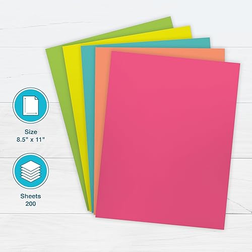 Miniatura 2 de Printworks - Cartulina tropical, 5 colores surtidos, núcleo sólido, 200 hojas, 8.5 x 11 pulgadas (00663)