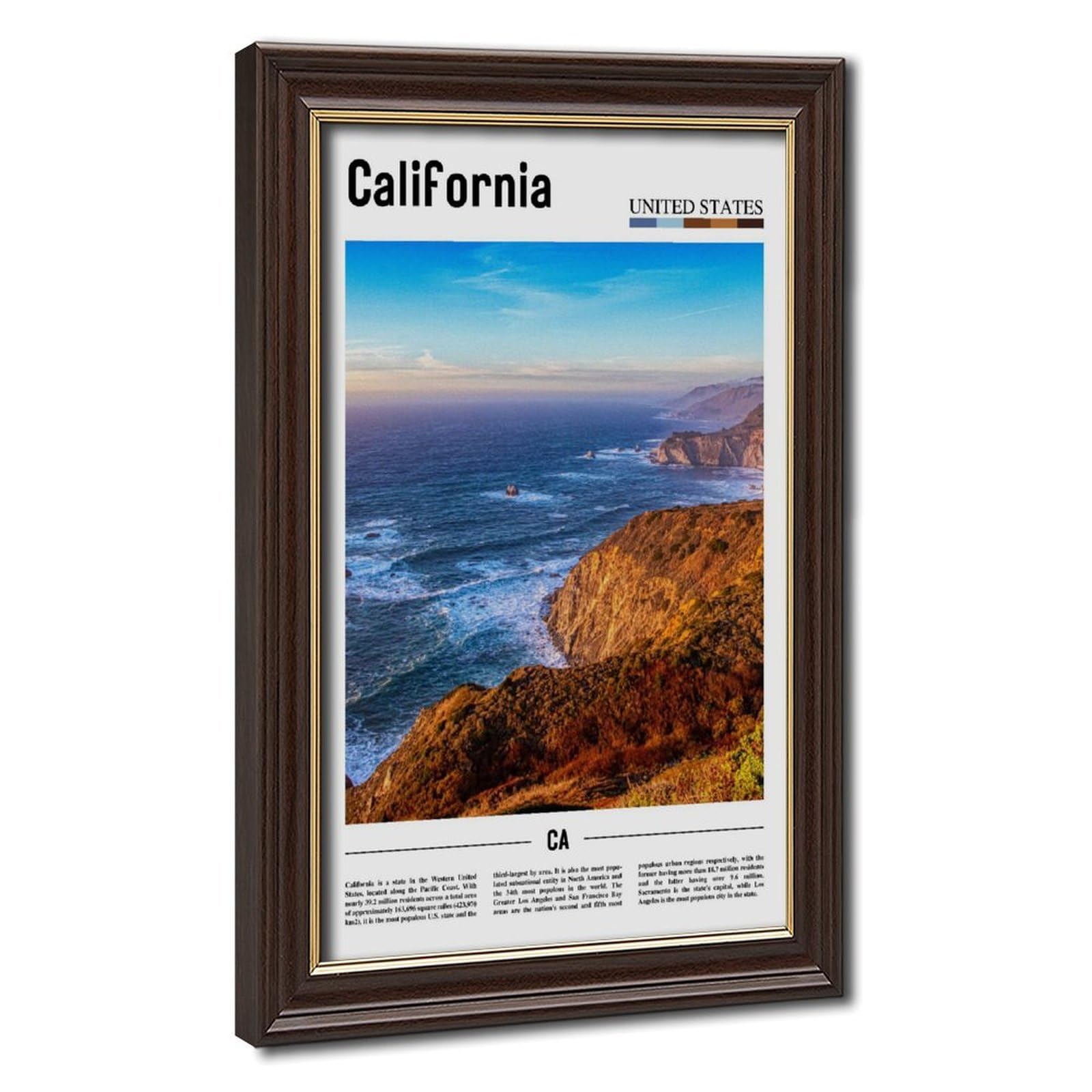 Wcyb Mokume Gane Frame California Usa Scenery Travel Posters Prints Canvas Deco Paintings Wall Art Hangable Frame 24" L X 36" W