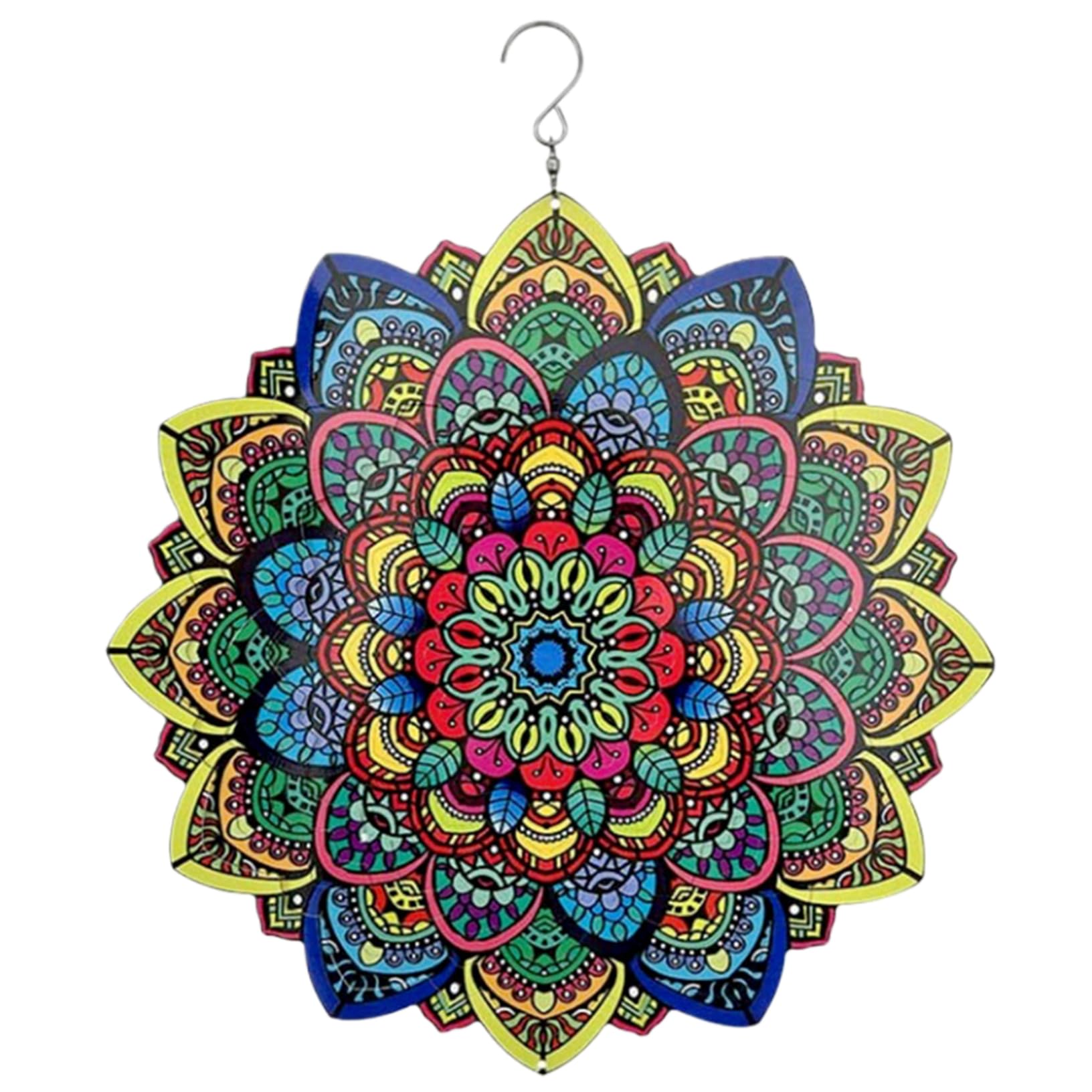Wind Spinners Outdoor 12'' Mandala Wind Spinner Hanging 3D Wind Spinner, Stainless Steel Wind Spinners Yard Art Decor for Garden 3d Wind Spinner 3d Wind Spinner Mandala Wind Spinner Wind Spinners Outd