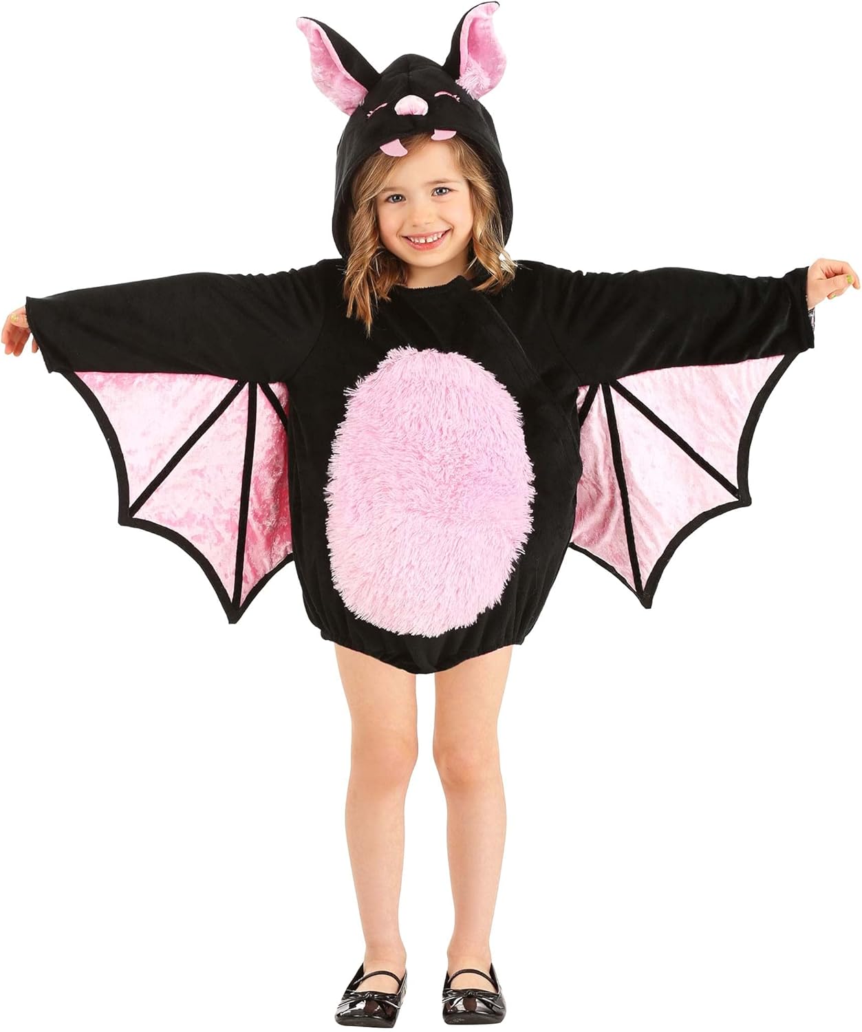 Toddler Pink Vampire Bat Costume with Wings, One-Piece Hooded Bat Costume