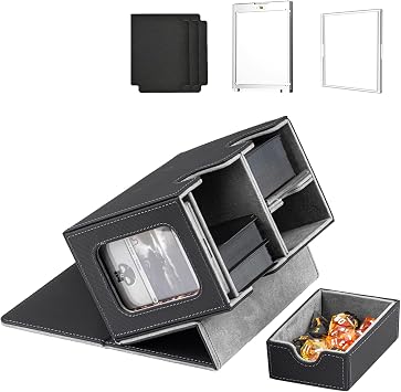 MTG Deck Box for Commander with Dice Tray,Designed for MTG Commander | Card Deck Box Fits 200+ Double Sleeved Cards,Card Storage Box with 3 Dividers 2 card holder