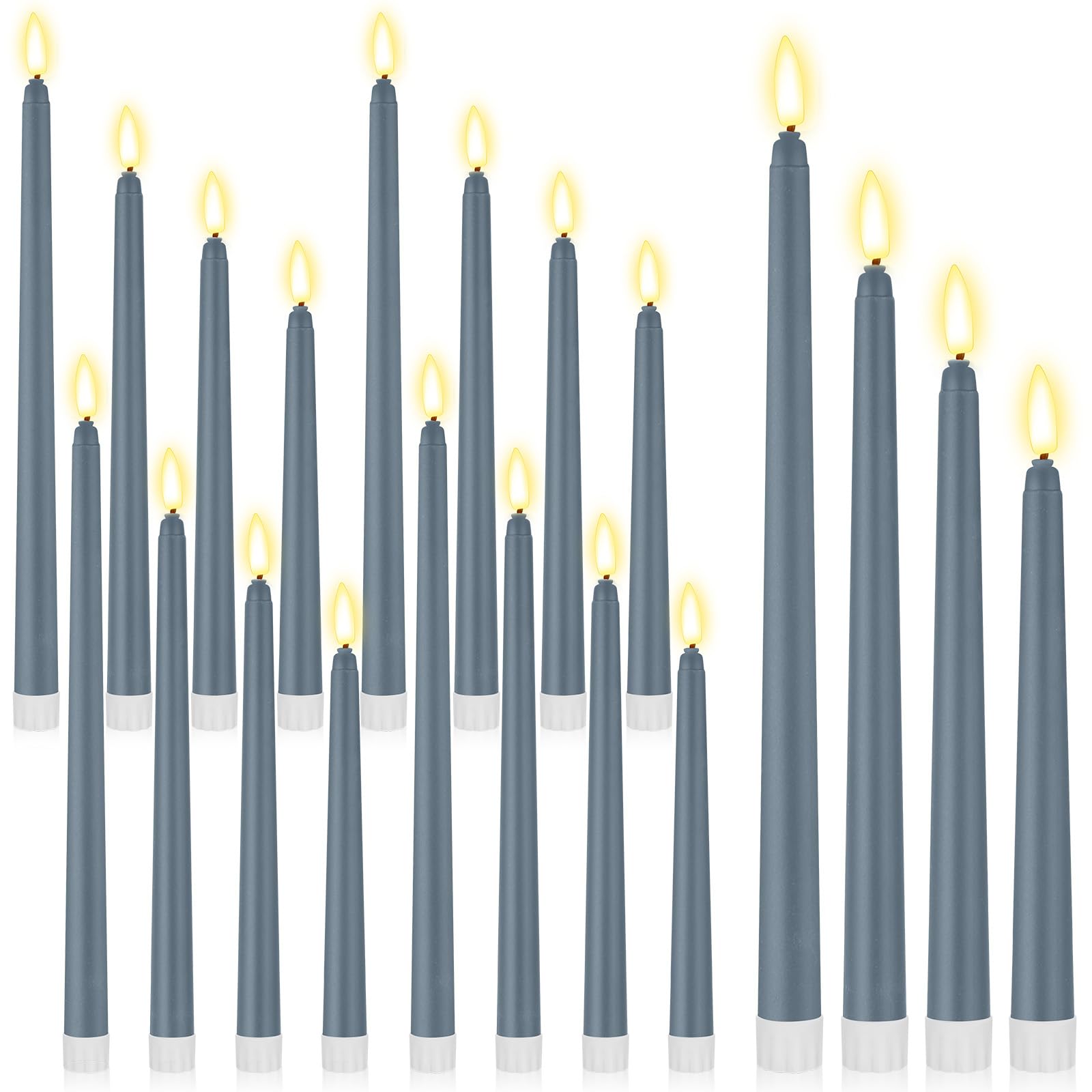 Rossesay 24 Pcs Flameless LED Taper Candles Battery Operated Candles 8.5", 9.65", 10.8", 12.8" Flameless Candlesticks Flickering for Christmas Church Wedding(Classic, Purple-C)