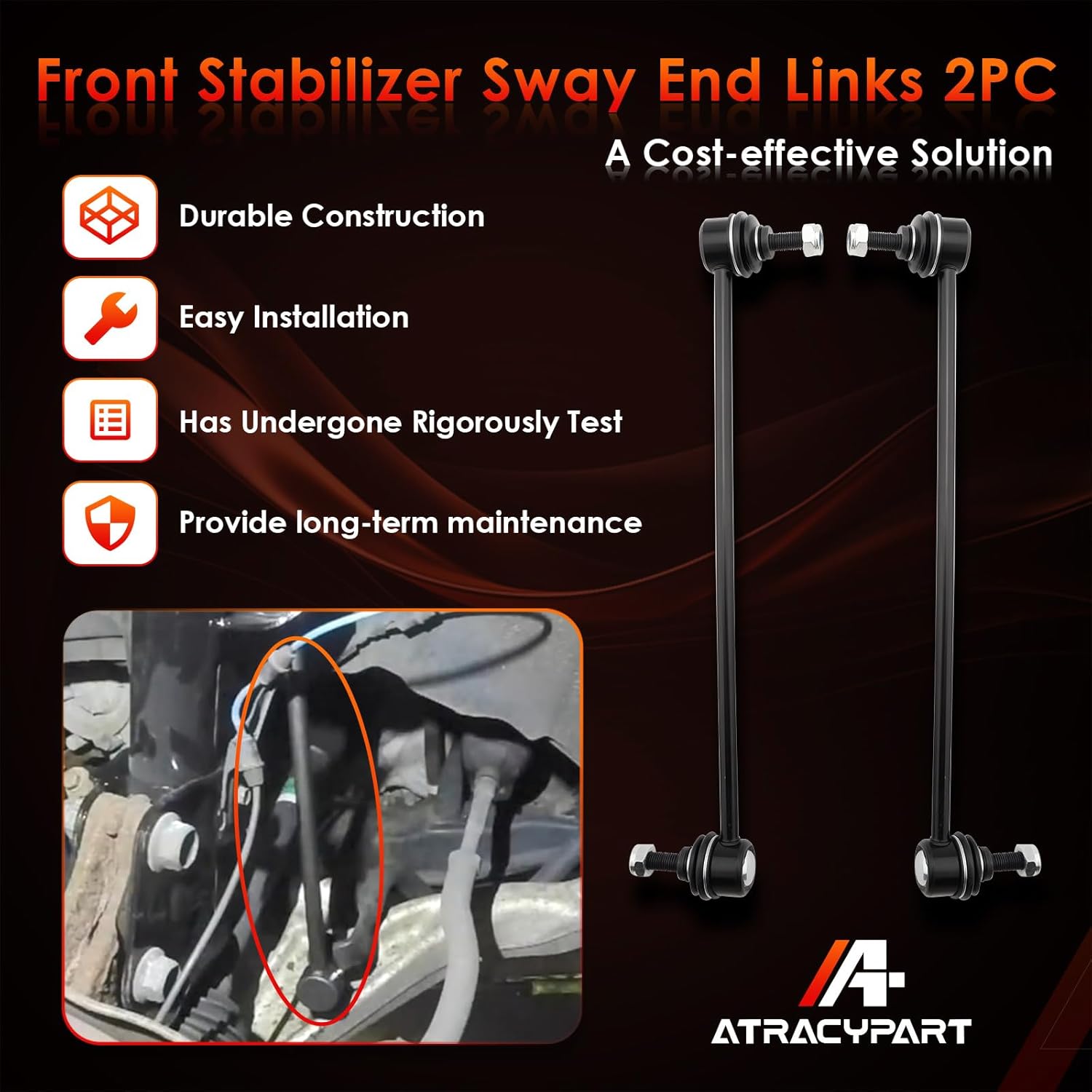 Front Sway Bar Stabilizer Links 2 Pcs Left & Right, Compatible With Honda 2016-2017 Civic, 2018-2019 Civic 1.5L, 2019 Insight, Replaces#: K750865. Reduce The Noise