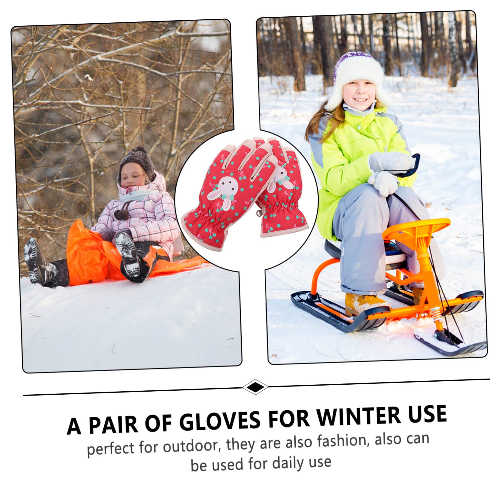 Amosfun 1 Paar Skihandschuhe Für Mädchen Fahrradhandschuhe Für Autorennen Warme Süße Cartoon- Winter Weihnachts Für Kinder Geschenk Frau