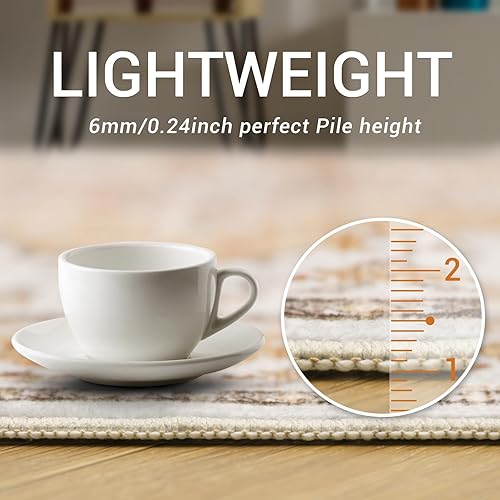 Miniatura 6 de Roxstand Alfombra de 6 x 9, resistente a las manchas, lavable con parte trasera antideslizante, alfombra vintage grande para dormitorio grande,