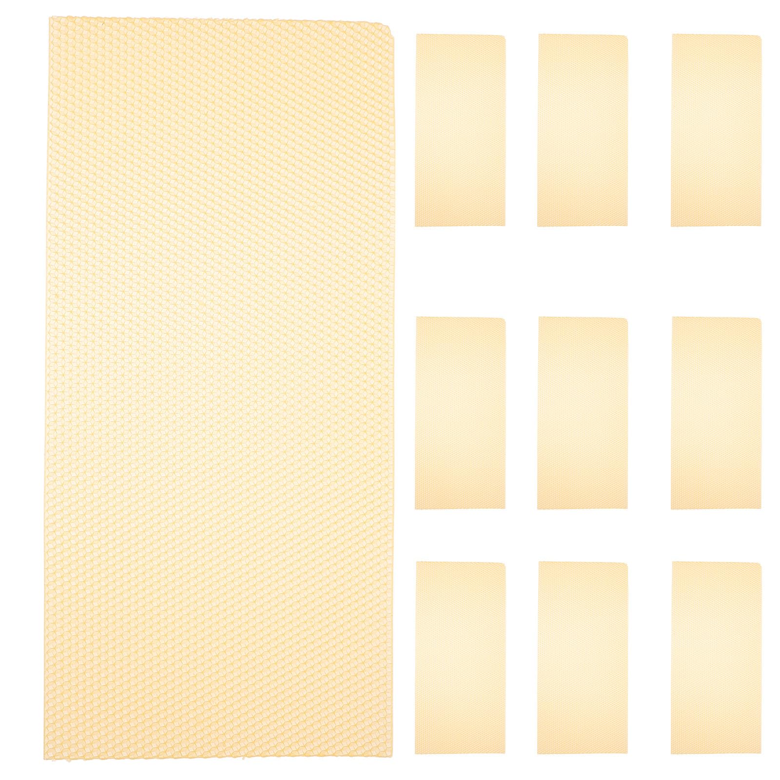 SHINEOFI Fondation Nid d'abeille en Cire Gaufrée 10 Feuilles pour Ruche Dadant, Outil Apicole Naturel pour Apiculteurs Amateurs et Professionnels