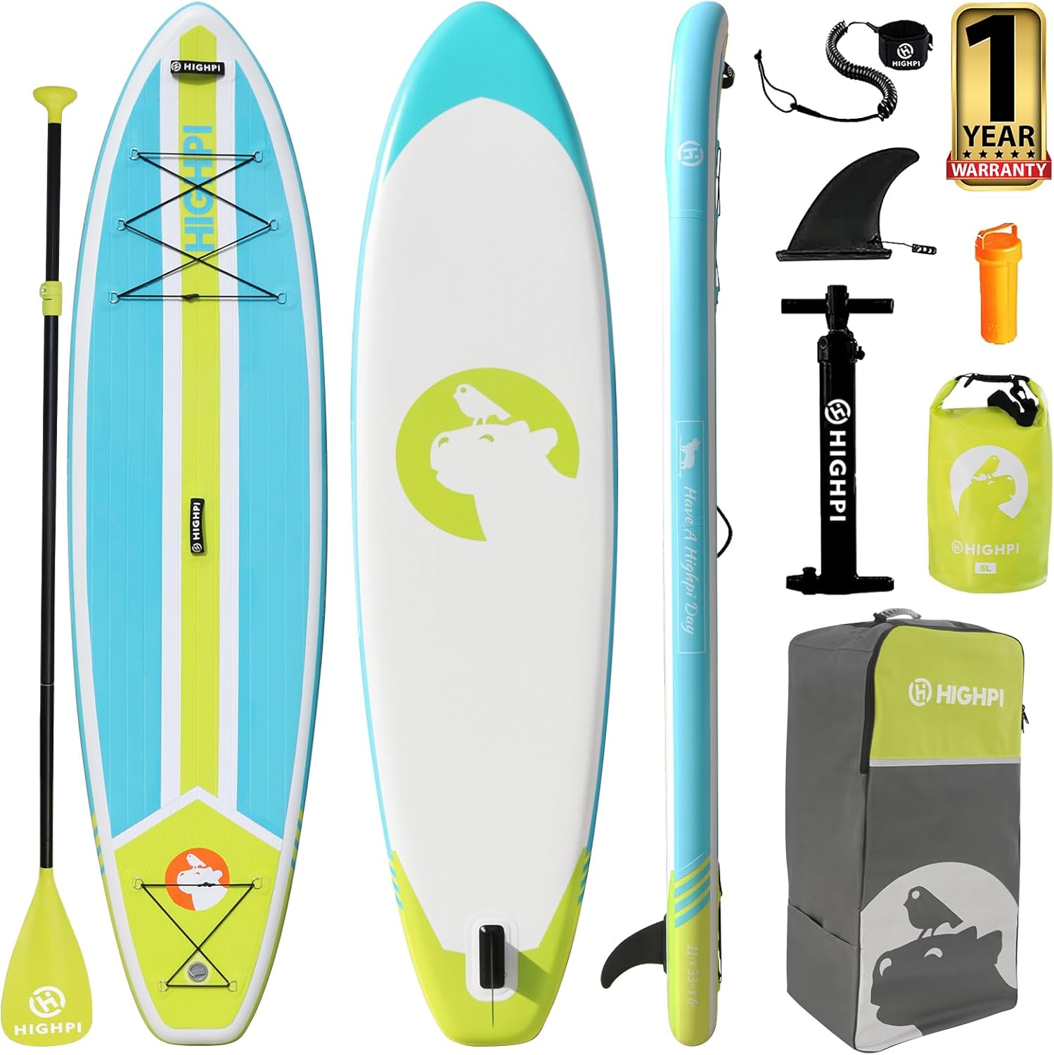 Highpi Inflatable Paddle Board, 11'x33''x6'' Stand Up