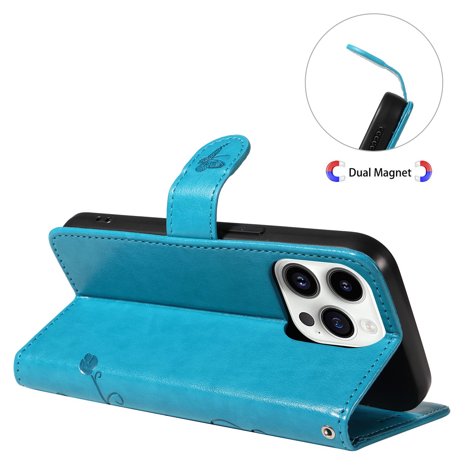 Custodia Portafoglio Con Supporto E Chiusura Magnetica Per Google Pixel 7 Pro – Pelle, Motivo Farfalla
