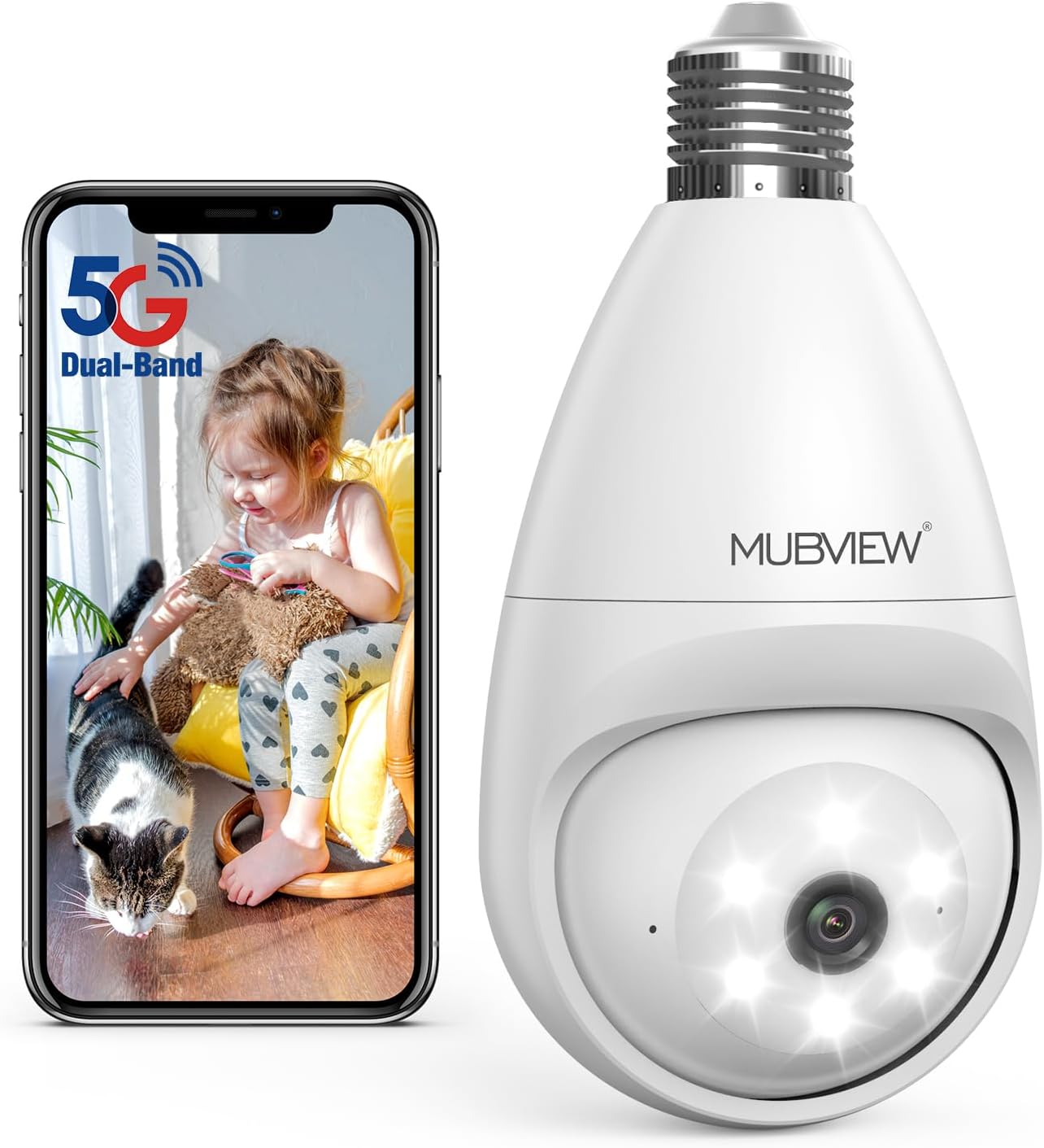 MUBVIEW Light Bulb Security Camera 5G& 2.4GHz WiFi Security Cameras