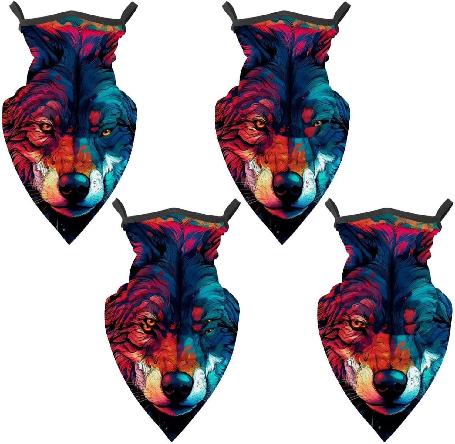 4 Pieces Wolf Balaclava Ski Mask, Motorcycle UV Protector Scarf, Summer Cooling Neck Gaiter for Men/Women