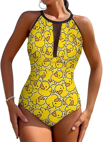 Tummy Control Swimsuits for Women Slimming One Piece Bathing Suit Retro Halter Push Up Swimwear