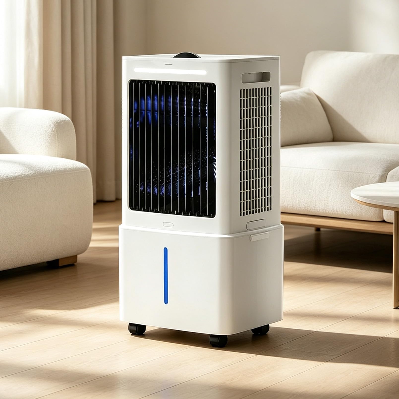 3-in-1 Evaporative Air Cooler, 3-Speed Portable Air Conditioner Fan with Remote, 25L Water Tank, 12H Timer, Quiet Cooling Fan with 360° Wheels for Room Summer Cooling