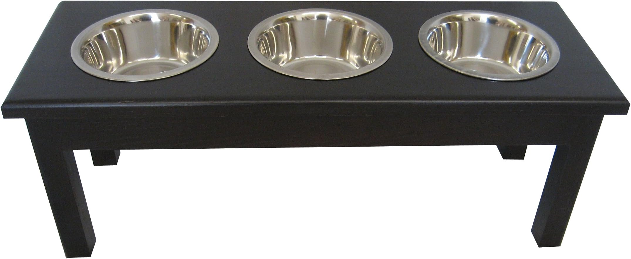 Classic Pet Beds 3-Bowl Traditional Style 2-Quart Ash Pet Diner, Medium, Espresso
