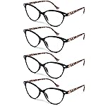 HEEYYOK Women Reading Glasses 4-Pack,Cateye Readers Glasses Small Face Comfort Spring Hinge 2.00