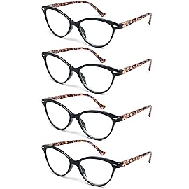 HEEYYOK Women Reading Glasses 4-Pack,Cateye Readers Glasses Small Face Comfort Spring Hinge 2.25