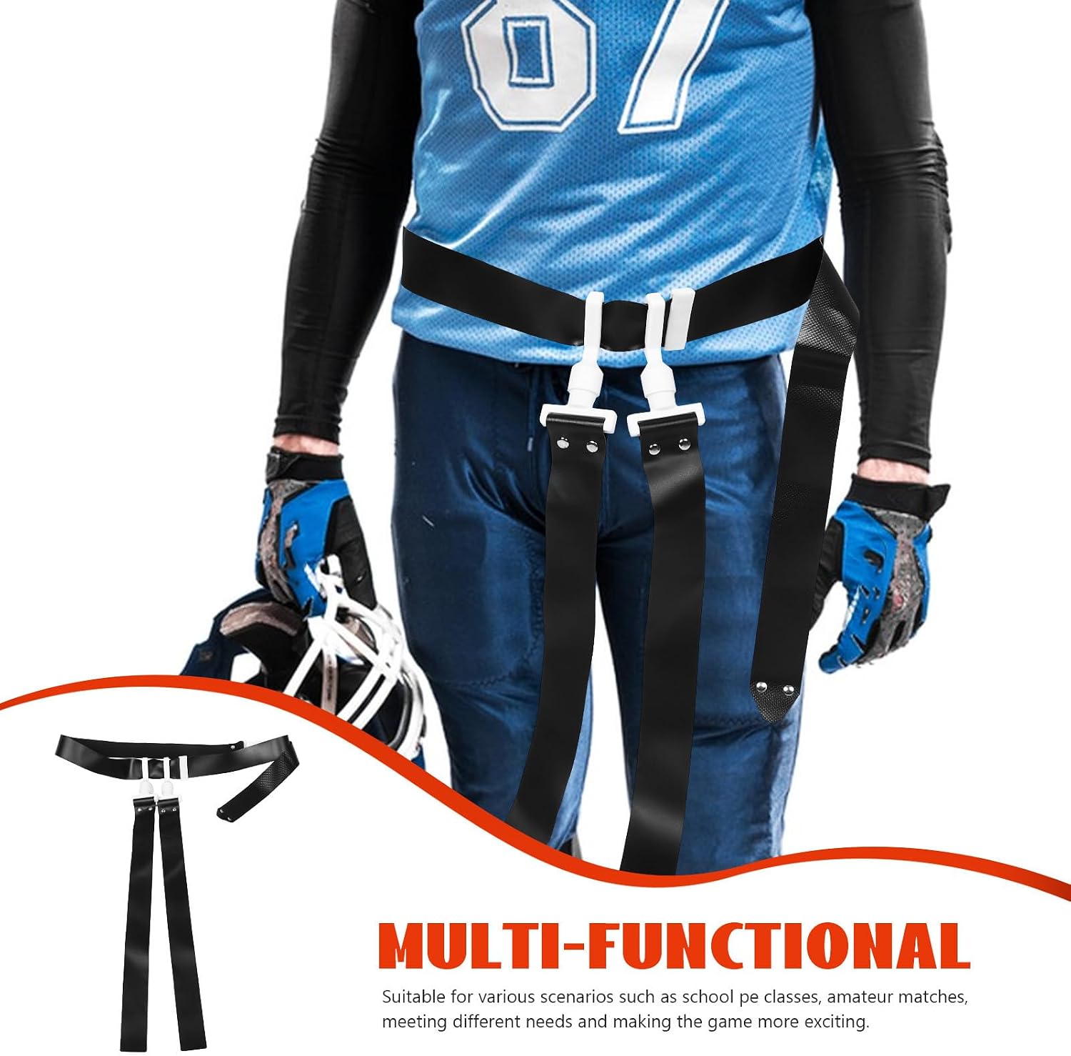 Thickened Football Flag Belt with Two Flags and Buckle Connection Adjustable Waist Belt Made of Ribbon and Pvc Easy to Use for School Pe Classes and Amateur Matches