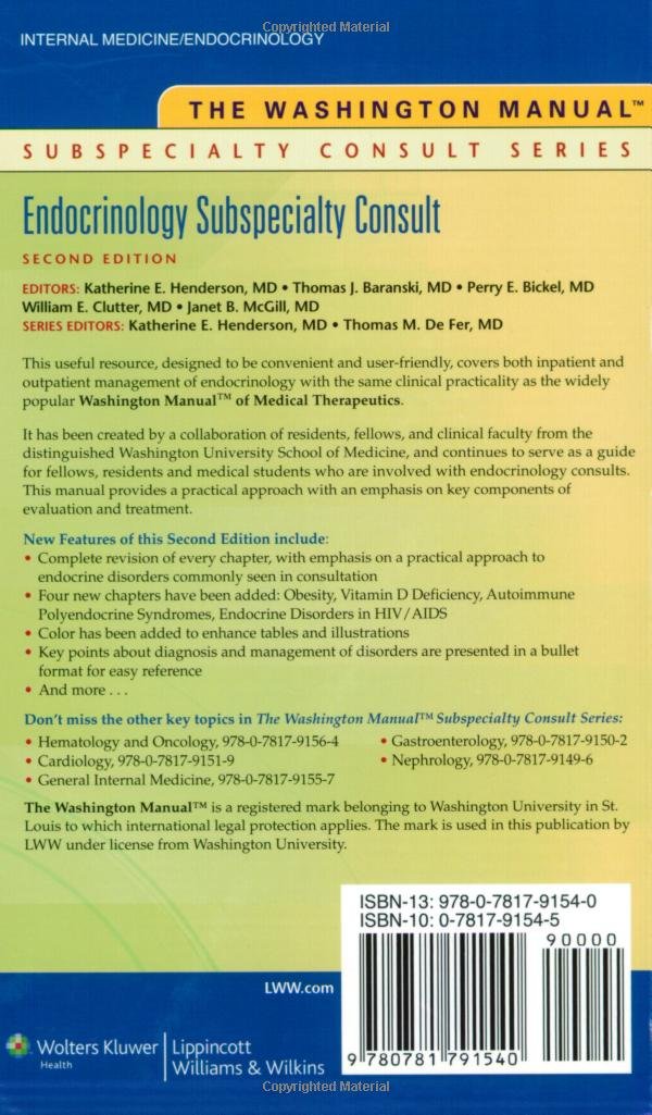 The Washington Manual Endocrinology Subspecialty Consult (Washington Manual Subspecialty Consult) (The Washington Manual Subspecialty Consult Series)