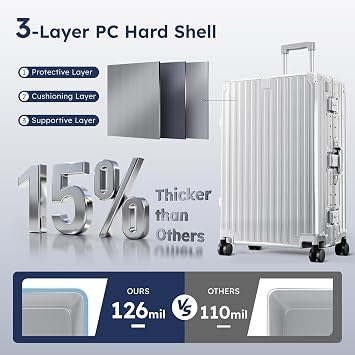 ALPHA CAMP Aluminum Frame Checked Luggage,28 Inch Zipperless Suitcase | 3-layer PC Hard Shell Premium Protection with TSA Lock, USB Charging,Cup Holder and Spinner Wheels for Long Vacations