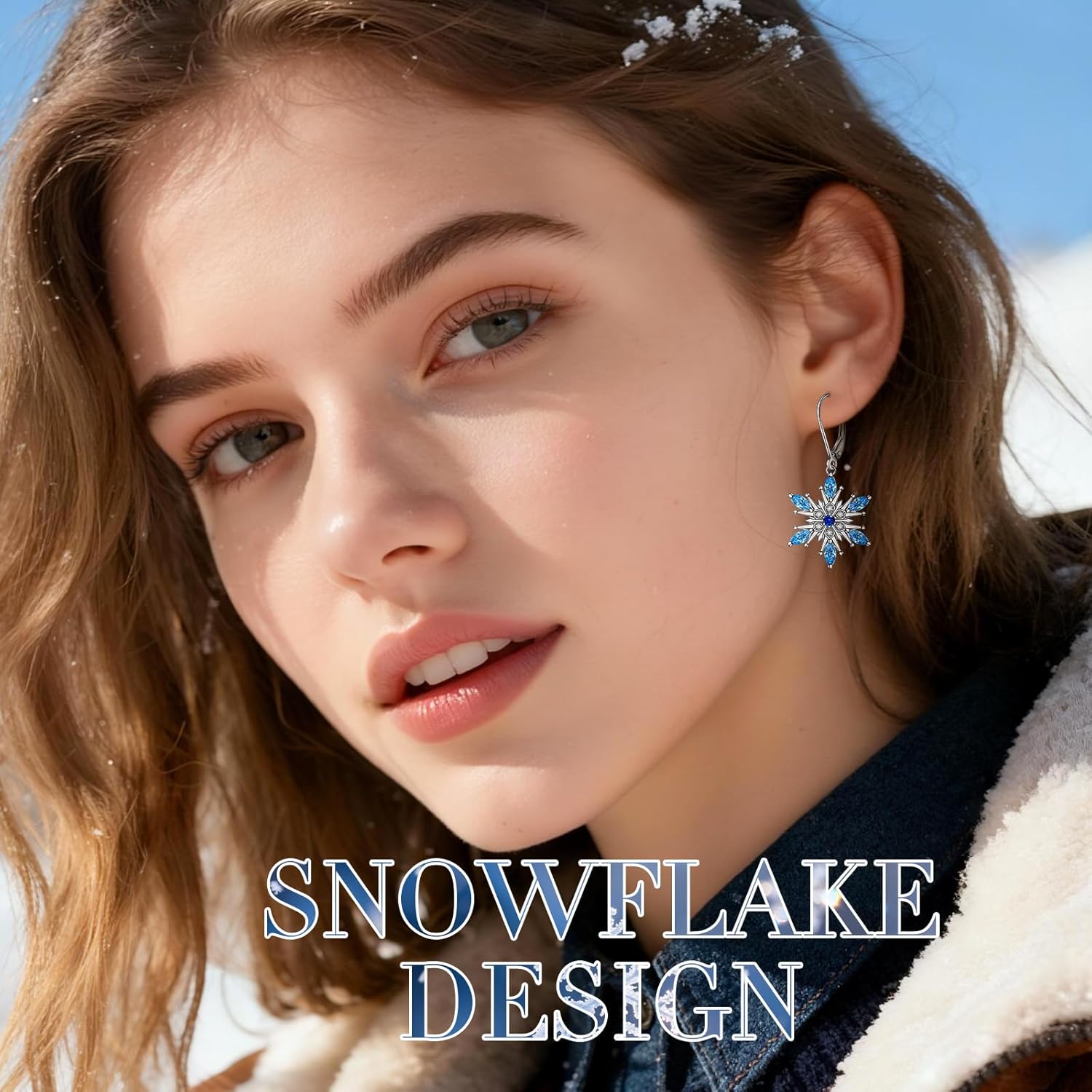 Snowflake Earrings Christmas Earrings for Women Winter Snowflake 925 Sterling Silver Leverback Dangle Drop Christmas Gifts - Image 8