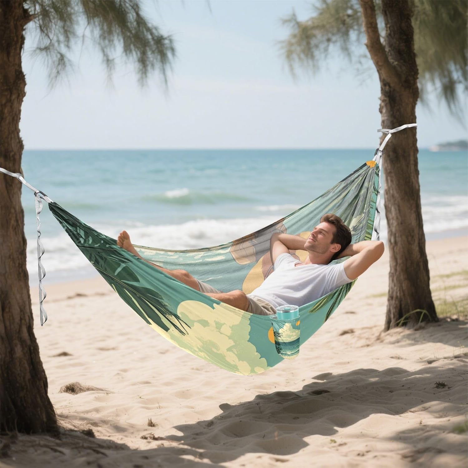 Summer Beach Tropical Hammocks with Tree Straps Fabric Hammock for Camping & Hiking Essential