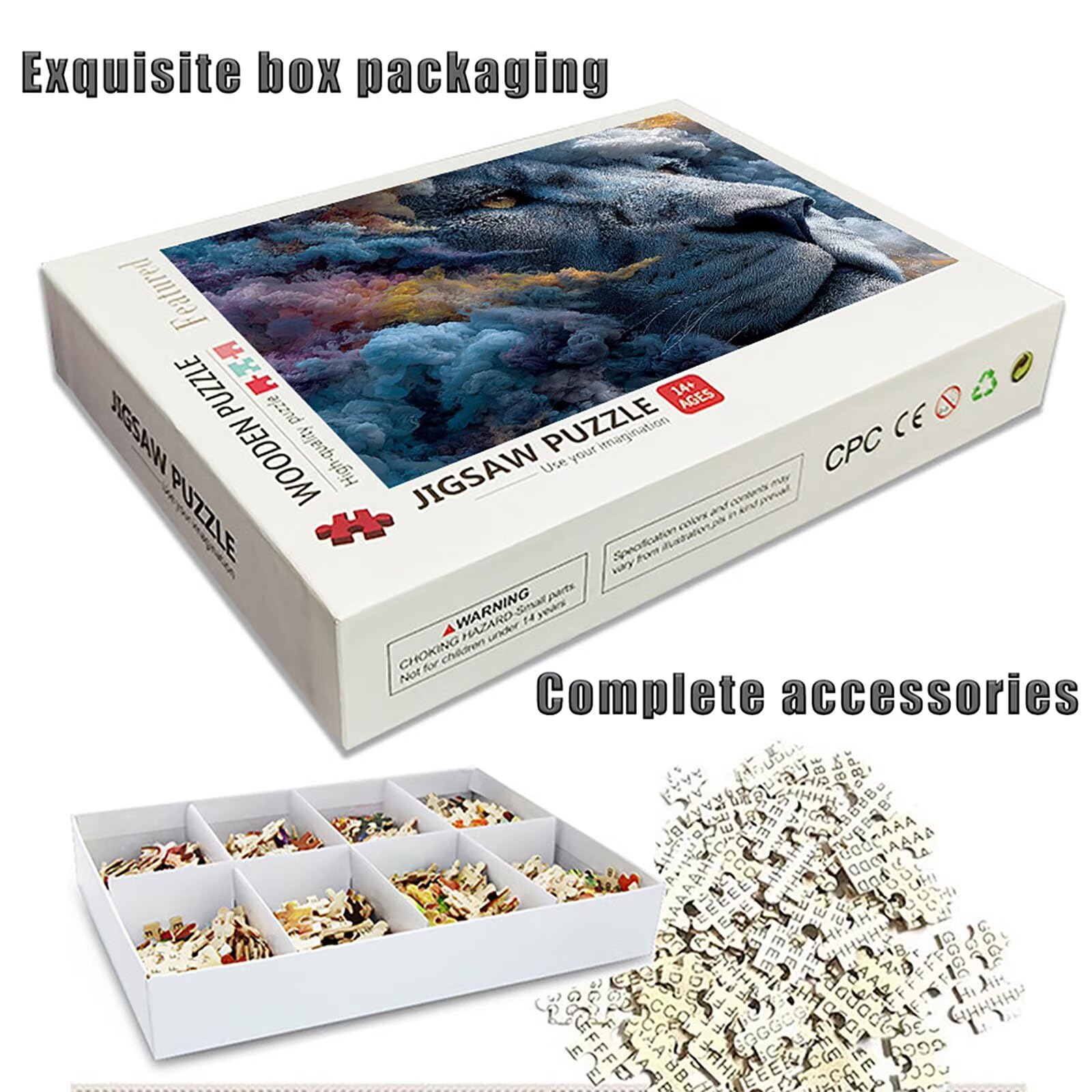 Chmura Puzzle 5000 sztuk dla dorosłych, drewniane puzzle z pudełkiem 156 x 105 cm, puzzle dla dorosłych o wysokiej trudności, gra logiczna, kreatywne hobby, letnie prezenty, (zwierzę) M-1197