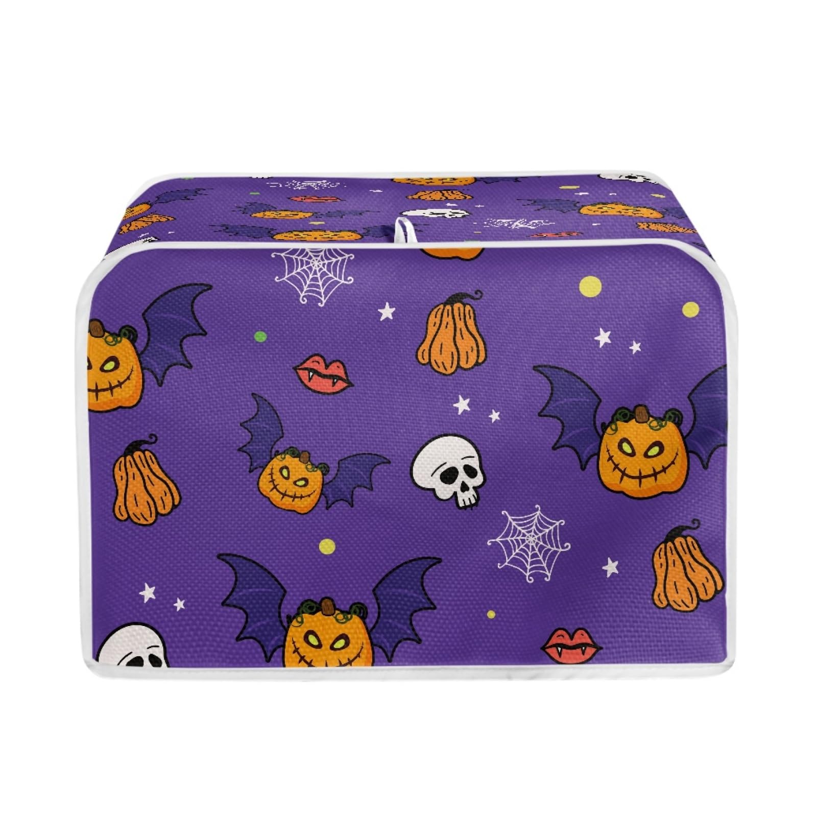 Micoklinlin Purple Halloween Theme 2 Slice Toaster Cover Novelty Polyester Fabric Quilted Toaster Dust-proof Cover for Kitchen Small Appliance Dust Cover and Fingerprint Protector