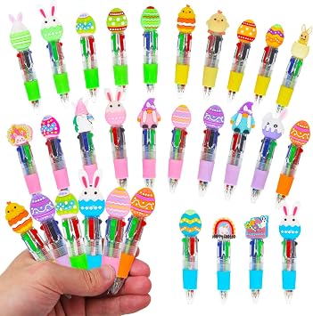 24 Pcs Easter Pens Bulk Multicolor Pen in One Cute Fun 4-in-1 Bunny PensEaster