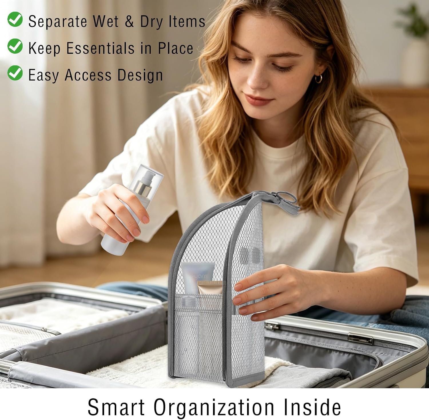 Standing Toiletry Bag,Portable Lightweight Hanging Toiletry Bag for Travel