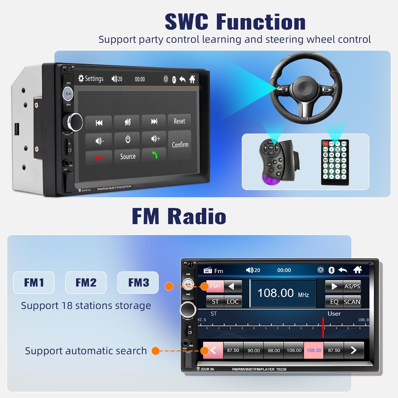 CAECHO Android 11 Radio 2 DIN,CAECHO Radio de Coche para 7 Pulgadas Pantalla Tactil con GPS