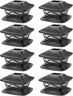 TWINSLUXES Solar Post Lights Outdoor 2 Modes Waterproof LED Solar Fence Cap Light for 4x4 5x5 and 6x6 Post in Patio,Deck Walkway and Garden Decoration.(8 Pack)