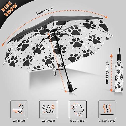 Miniatura 3 de Paraguas plegable compacto lindo gatos y mariposas paraguas de viaje automático cierre abierto acuarela paraguas invertido paraguas para lluvia