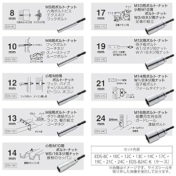 【国内正規品】レギュラー4本コンパクト4本 Amazon | トップ (TOP) 電動ドリル用 コンパクトソケット 9本組