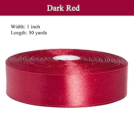 YASEO 1 Inch Dark Red Solid Satin Ribbon, 50 Yards Craft Fabric Ribbon for Gift Wrapping Floral Bouquets Wedding Party Decoration