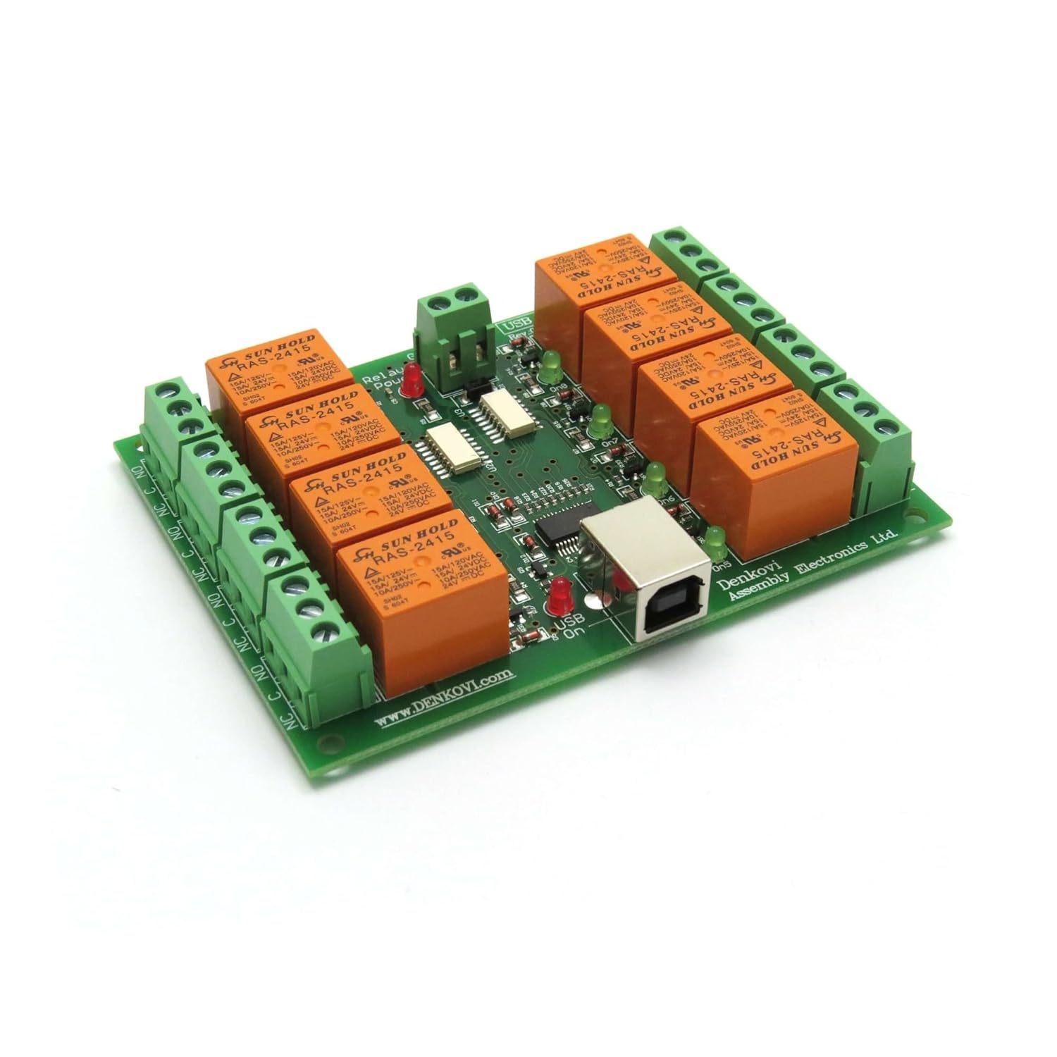 USB Eight (8) Channel Relay Board for Automation - 24VDC